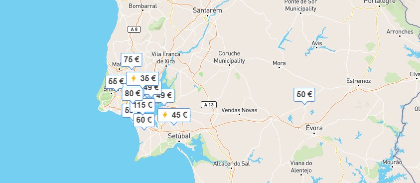 Campervan mieten (Portugal): Die interaktive Karte von Yescapa.